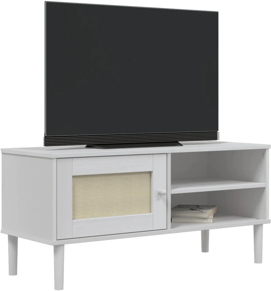 TV staliukas Televizoriaus spintelė SENJA, balta, 106x40x49cm, pušis