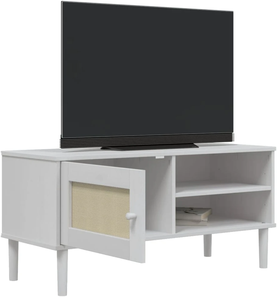 TV staliukas Televizoriaus spintelė SENJA, balta, 106x40x49cm, pušis