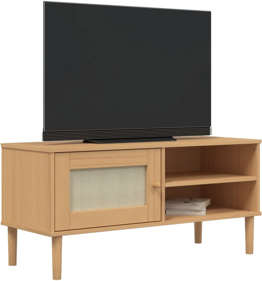 TV staliukas Televizoriaus spintelė SENJA, ruda, 106x40x49cm, pušies masyvas