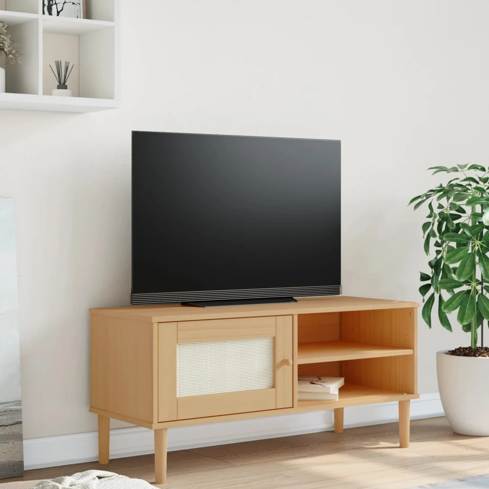 TV staliukas Televizoriaus spintelė SENJA, ruda, 106x40x49cm, pušies masyvas