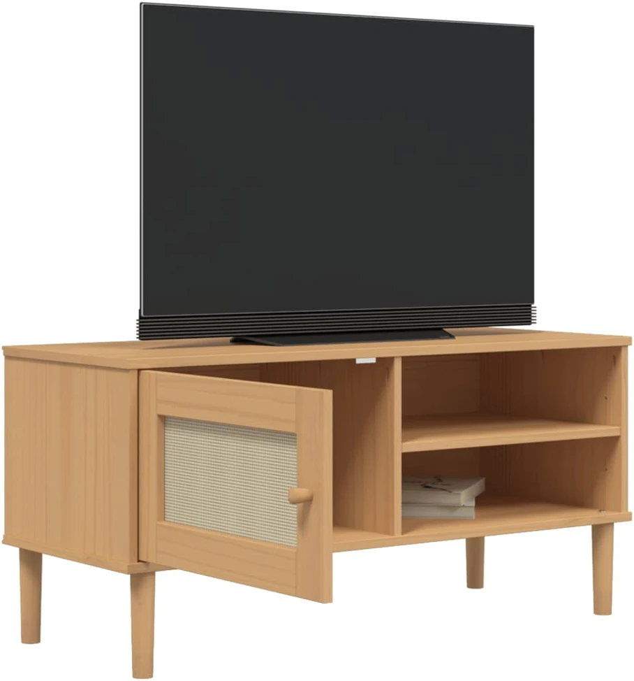 TV staliukas Televizoriaus spintelė SENJA, ruda, 106x40x49cm, pušies masyvas