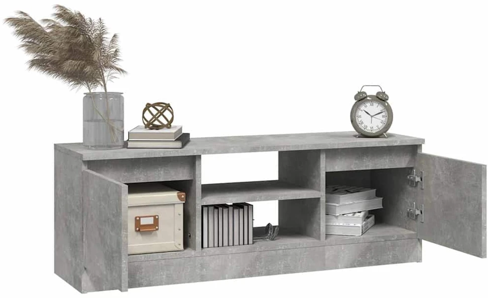 TV staliukas Televizoriaus spintelė su durelėmis, betono pilka, 102x30x36cm