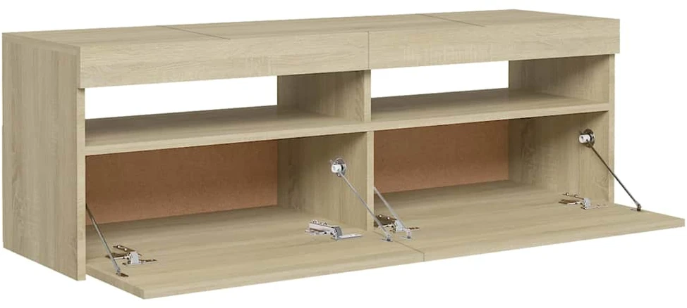 TV staliukas Televizoriaus spintelė su LED apšvietimu, ąžuolo, 120x35x40cm