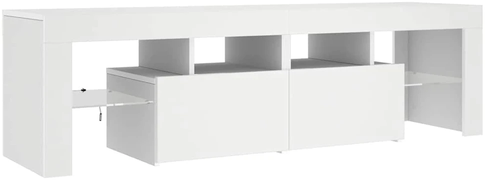 TV staliukas Televizoriaus spintelė su LED apšvietimu, balta, 140x36,5x40cm