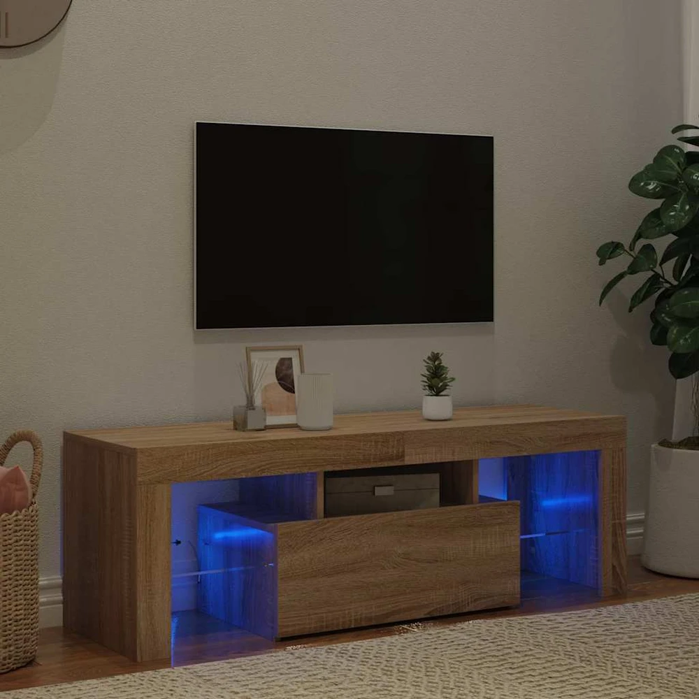TV staliukas Televizoriaus spintelė su LED apšvietimu, ąžuolo, 120x35x40cm