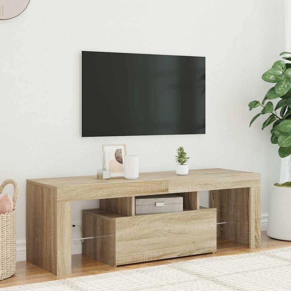 TV staliukas Televizoriaus spintelė su LED apšvietimu, ąžuolo, 120x35x40cm