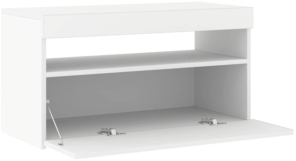 TV staliukas Televizoriaus spintelė su LED apšvietimu, balta, 75x35x40cm