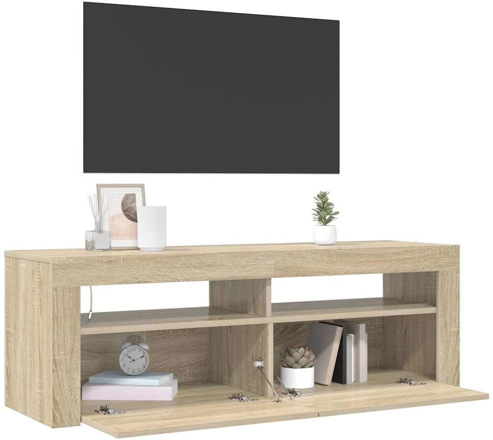 TV staliukas Televizoriaus spintelė su LED apšvietimu, ąžuolo, 120x35x40cm