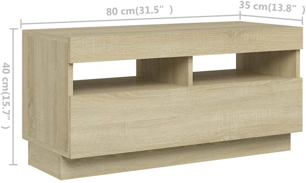 TV staliukas Televizoriaus spintelė su LED apšvietimu, ąžuolo, 260x35x40cm