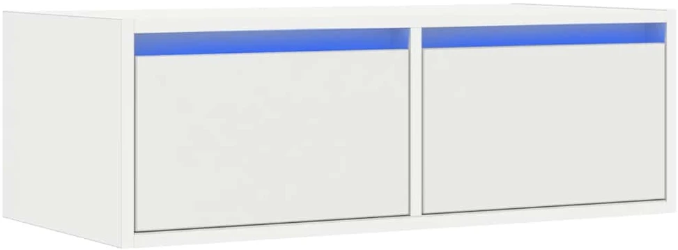 TV staliukas Televizoriaus spintelė su LED apšvietimu, balta, 75x35,5x25 cm