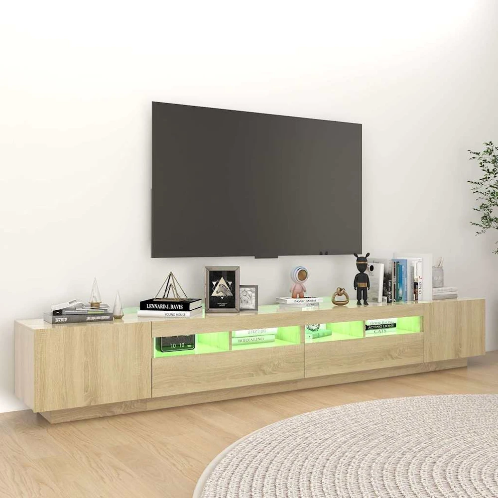 TV staliukas Televizoriaus spintelė su LED apšvietimu, ąžuolo, 260x35x40cm