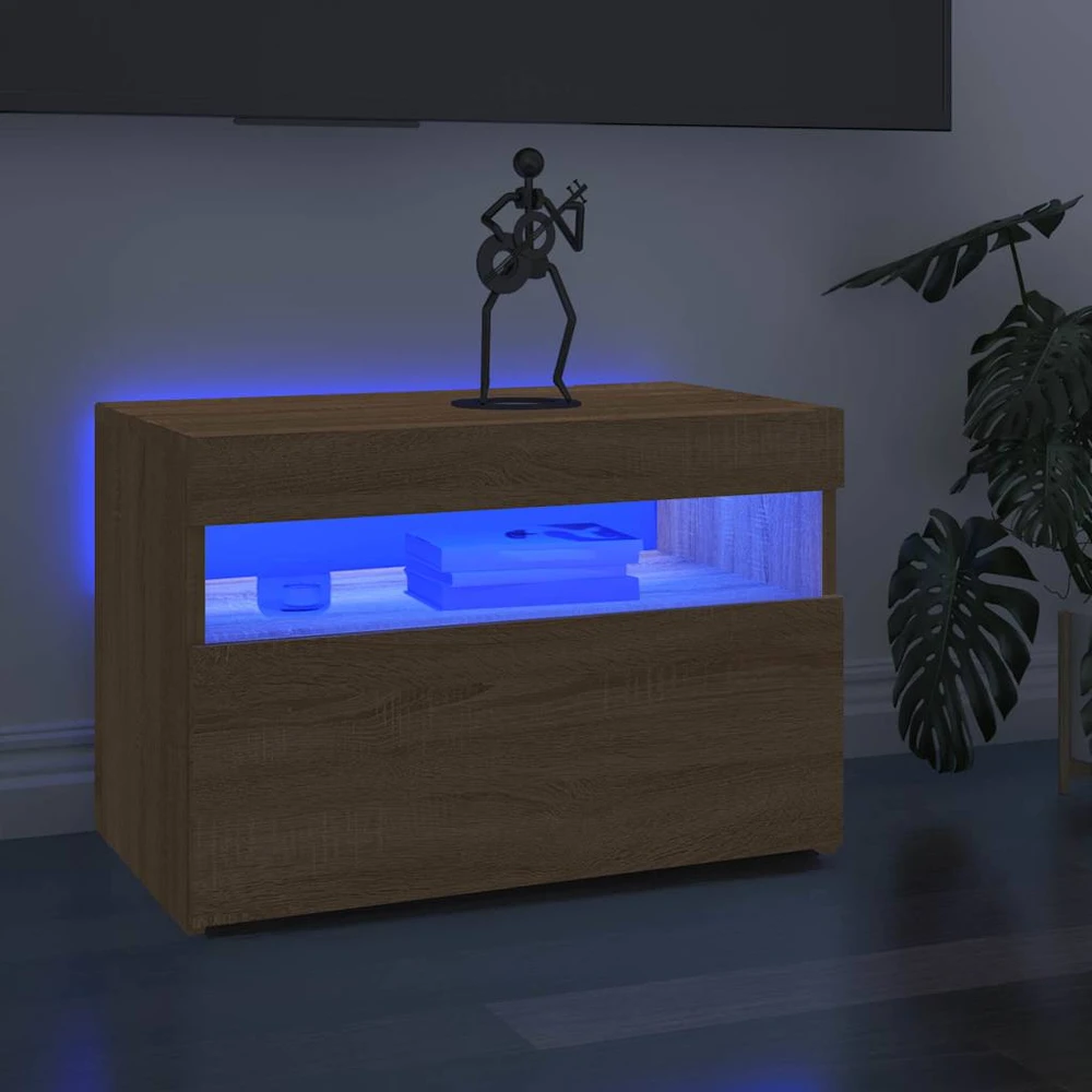 Televizoriaus spintelė su LED apšvietimu, ąžuolo, 60x35x40cm