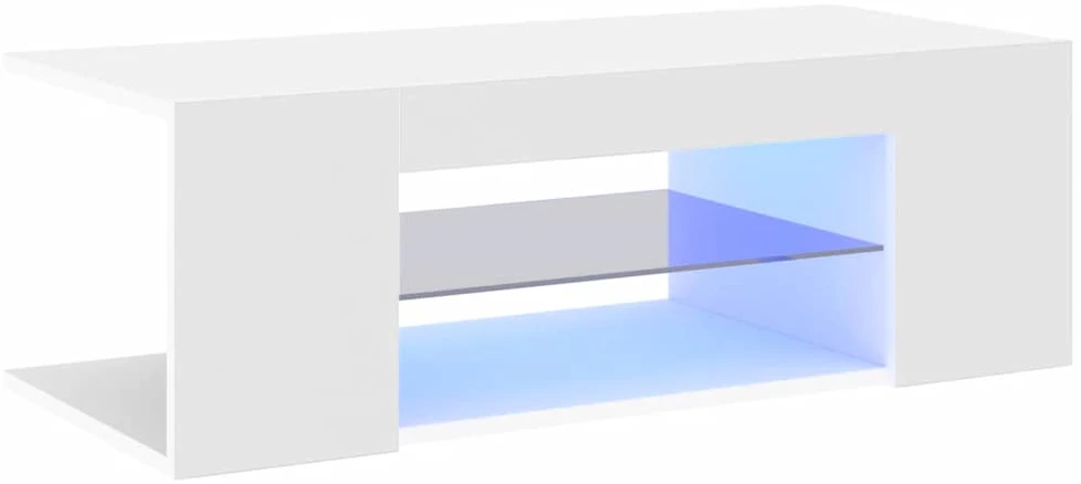 TV staliukas Televizoriaus spintelė su LED apšvietimu, balta, 90x39x30cm