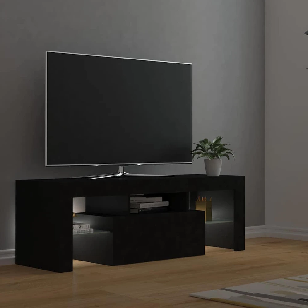 TV staliukas Televizoriaus spintelė su LED apšvietimu, juoda, 120x35x40cm