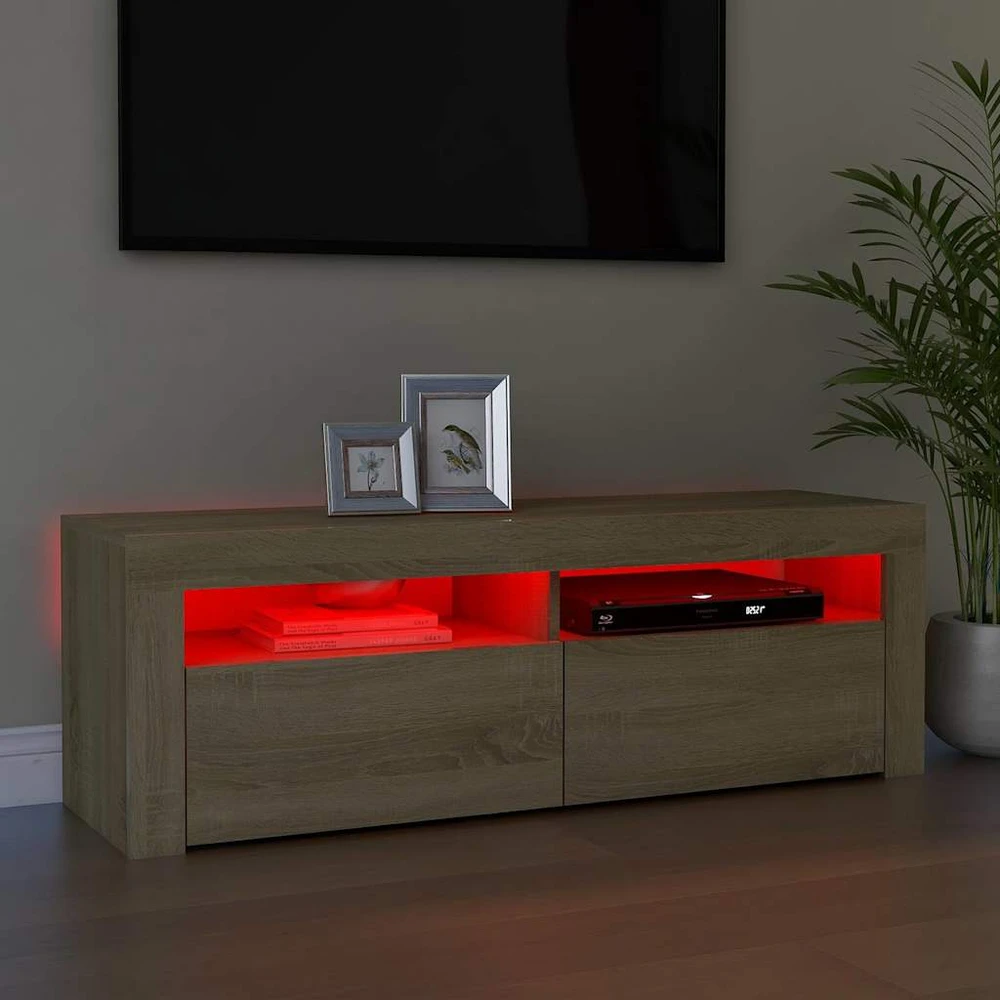 TV staliukas Televizoriaus spintelė su LED apšvietimu, ąžuolo, 120x35x40cm