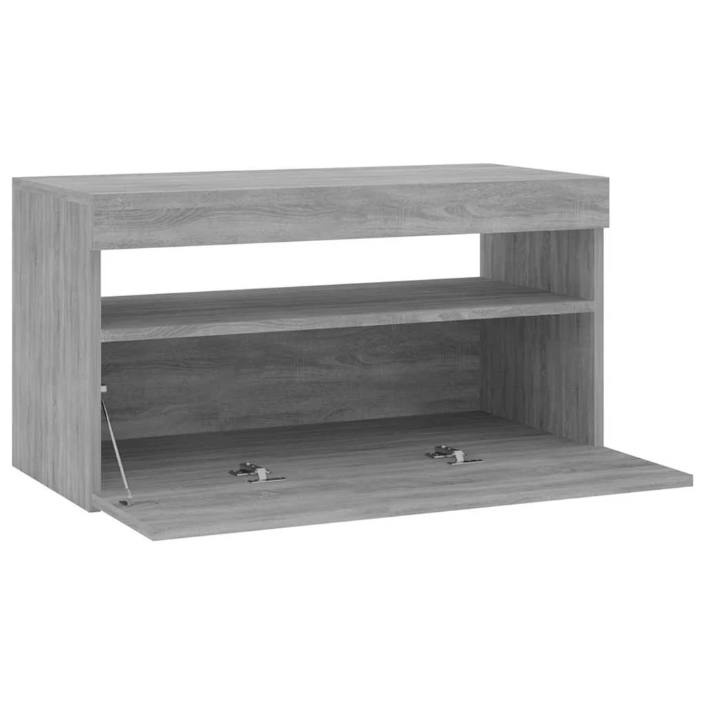 TV staliukas Televizoriaus spintelė su LED apšvietimu, pilka, 75x35x40cm