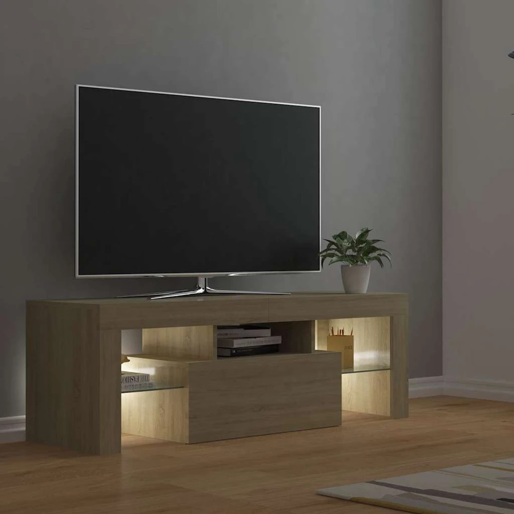 TV staliukas Televizoriaus spintelė su LED apšvietimu, ąžuolo, 120x35x40cm