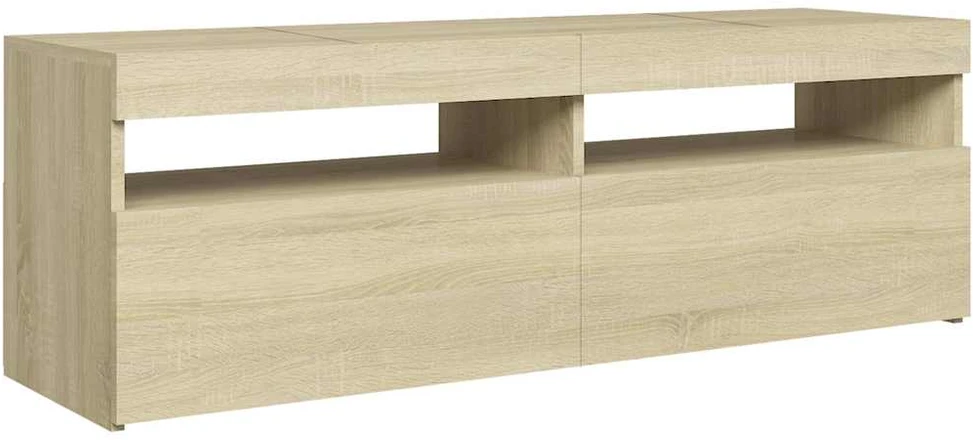 TV staliukas Televizoriaus spintelė su LED apšvietimu, ąžuolo, 120x35x40cm