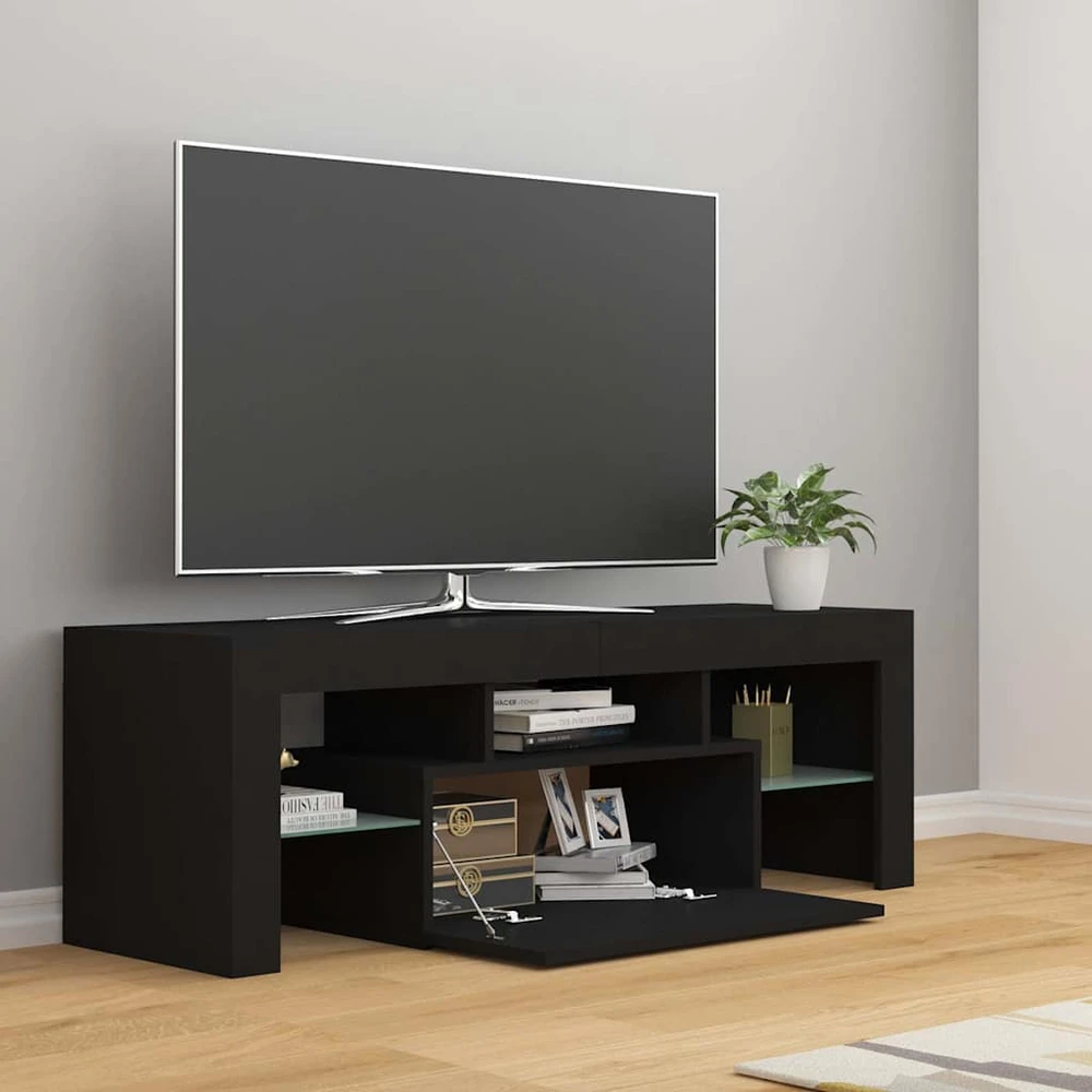 TV staliukas Televizoriaus spintelė su LED apšvietimu, juoda, 120x35x40cm