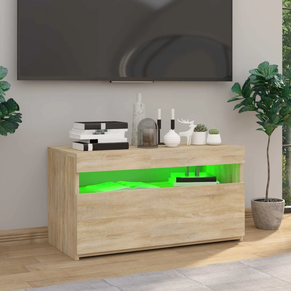 TV staliukas Televizoriaus spintelė su LED apšvietimu, ąžuolo, 75x35x40cm