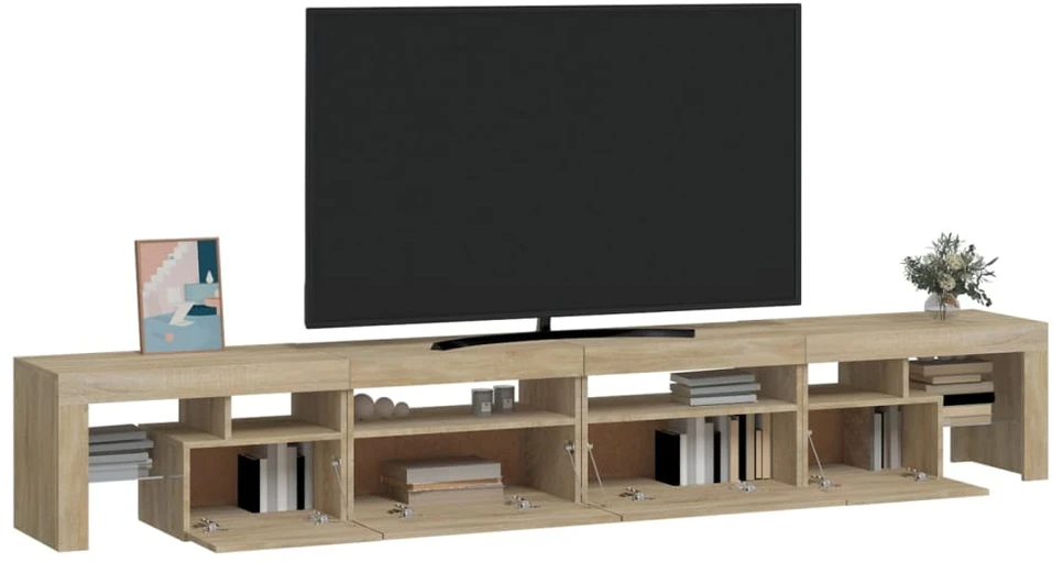 TV staliukas Televizoriaus spintelė su LED apšvietimu, ąžuolo, 260x36,5x40cm
