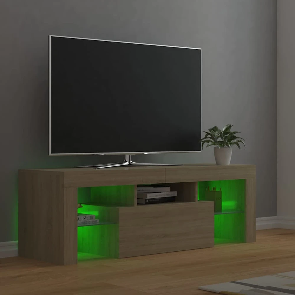 TV staliukas Televizoriaus spintelė su LED apšvietimu, ąžuolo, 120x35x40cm
