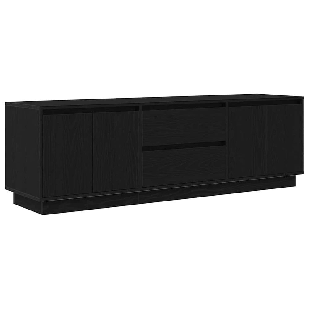 TV staliukas Televizoriaus spintelė su LED apšvietimu, juoda, 160,5x41x50 cm