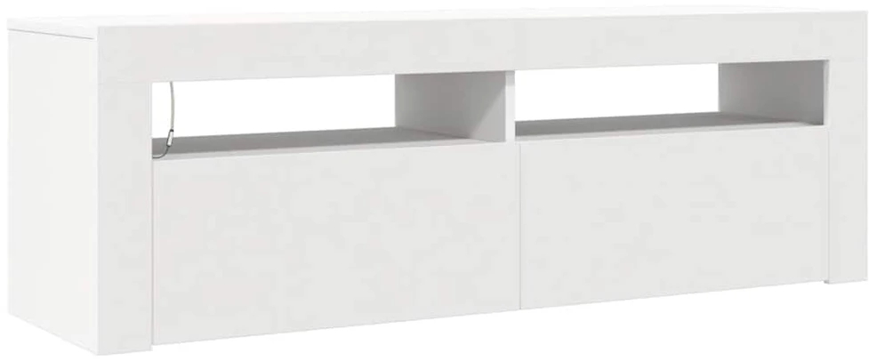 TV staliukas Televizoriaus spintelė su LED apšvietimu, balta, 120x35x40cm