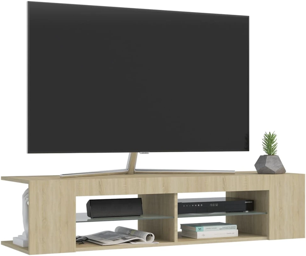 TV staliukas Televizoriaus spintelė su LED apšvietimu, ąžuolo, 135x39x30cm