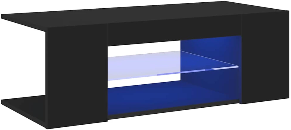 TV staliukas Televizoriaus spintelė su LED apšvietimu, juoda, 90x39x30cm