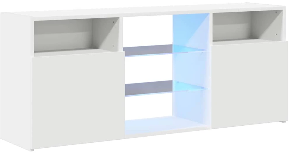 TV staliukas Televizoriaus spintelė su LED apšvietimu, balta, 120x30x50cm