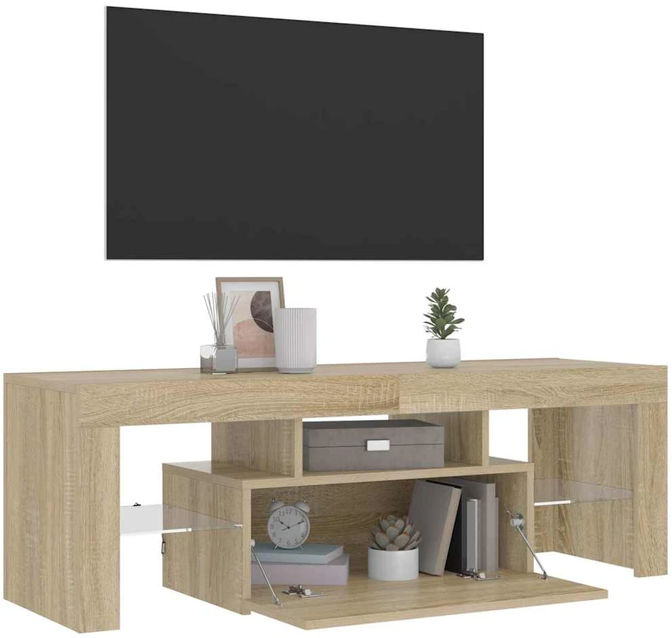 TV staliukas Televizoriaus spintelė su LED apšvietimu, ąžuolo, 120x35x40cm
