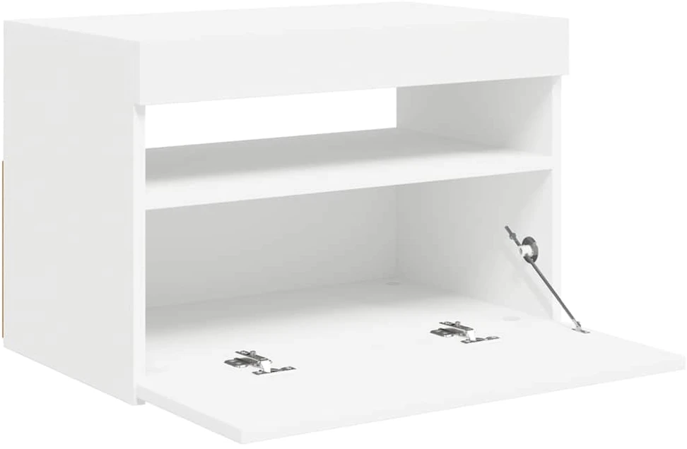 Televizoriaus spintelė su LED apšvietimu, balta, 60x35x40cm