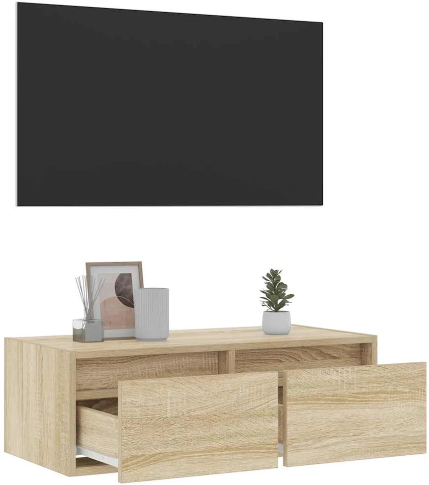 TV staliukas Televizoriaus spintelė su LED apšvietimu, ąžuolo, 75x35,5x25 cm