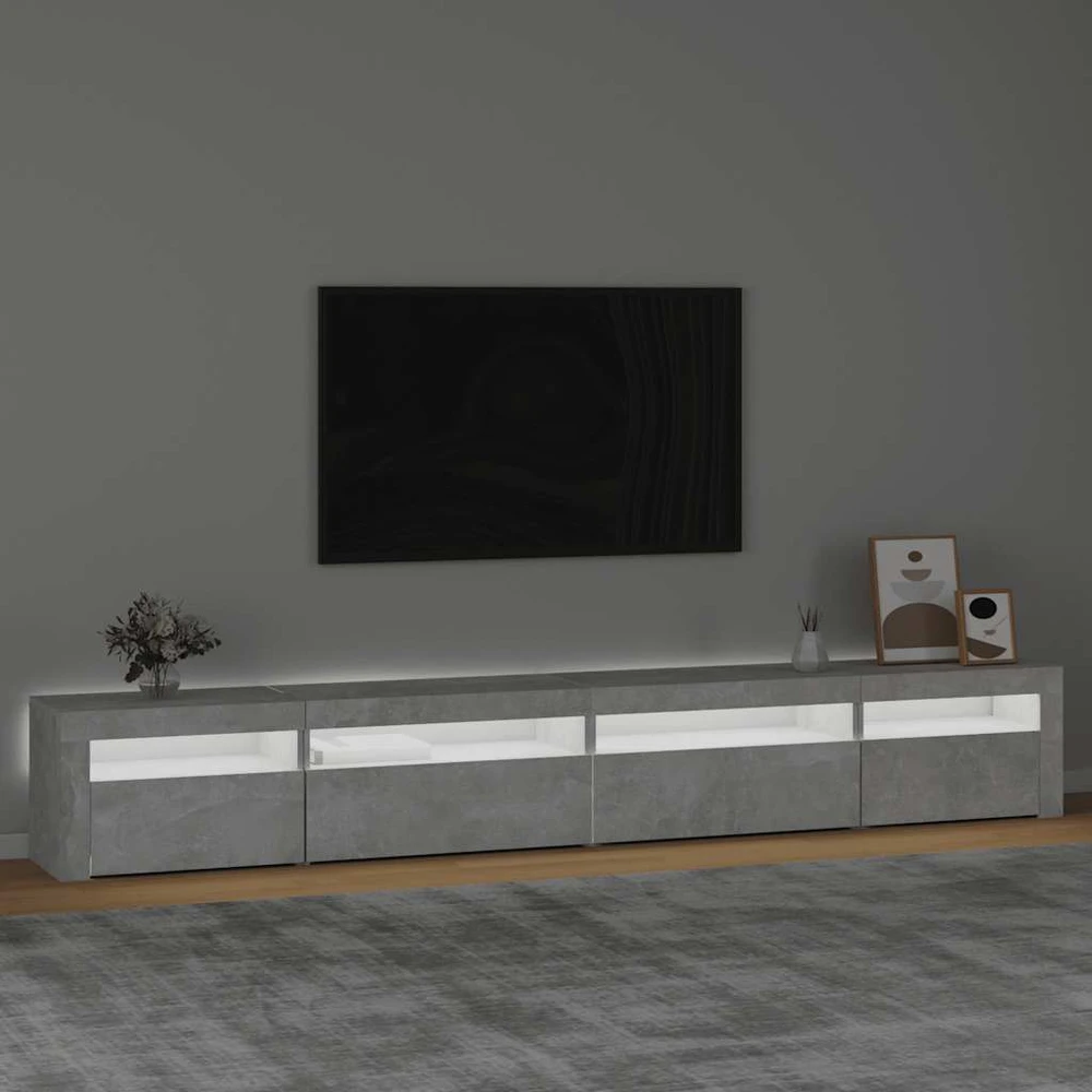TV spintelė su LED apšvietimu, betono pilka, 270x35x40cm