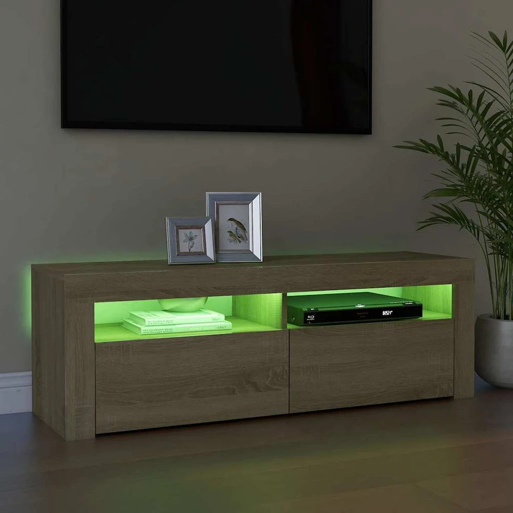 TV staliukas Televizoriaus spintelė su LED apšvietimu, ąžuolo, 120x35x40cm