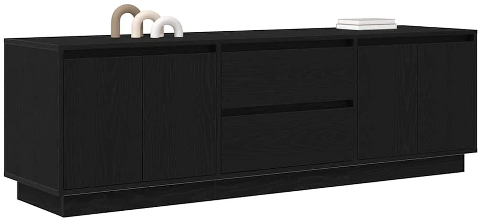 TV staliukas Televizoriaus spintelė su LED apšvietimu, juoda, 160,5x41x50 cm