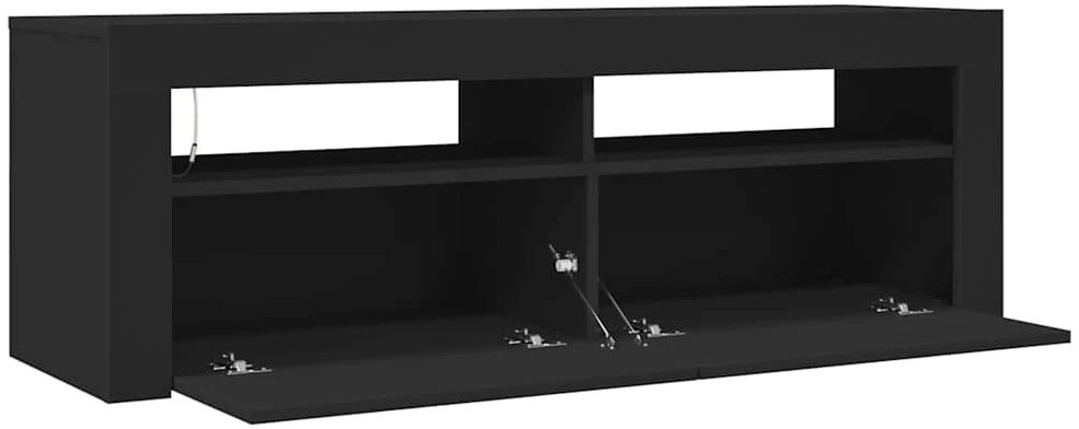 TV staliukas Televizoriaus spintelė su LED apšvietimu, juoda, 120x35x40cm