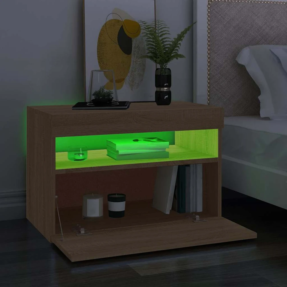 Televizoriaus spintelė su LED apšvietimu, ąžuolo, 60x35x40cm