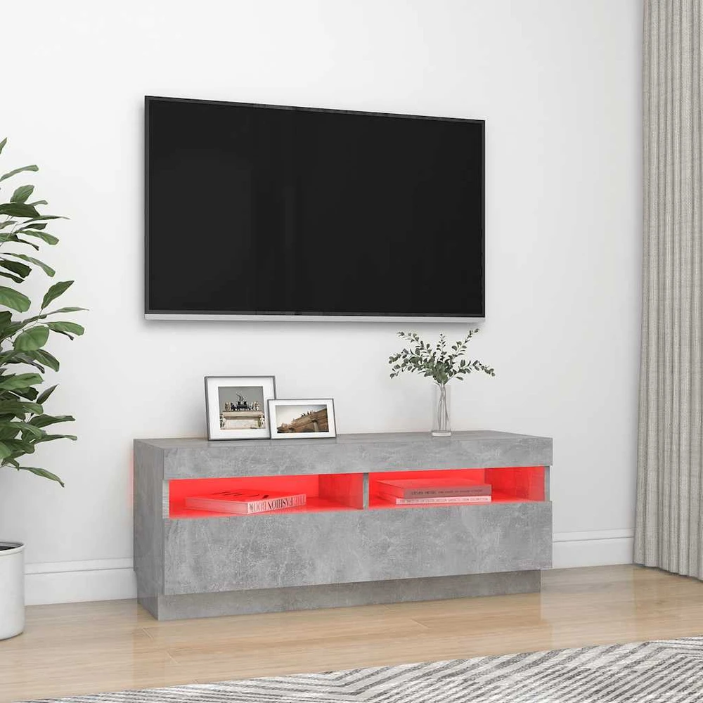 TV staliukas Televizoriaus spintelė su LED apšvietimu, pilka, 100x35x40cm
