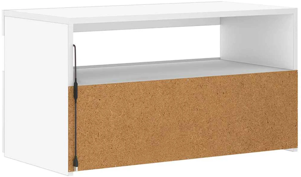 TV staliukas Televizoriaus spintelė su LED apšvietimu, balta, 75x35x40cm