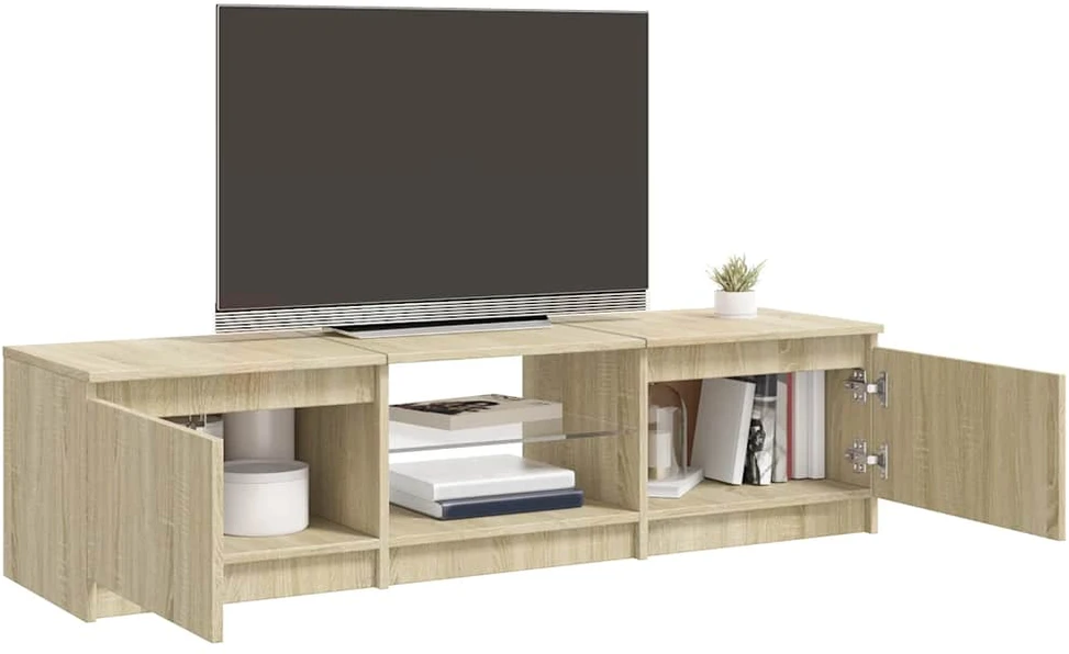 TV staliukas Televizoriaus spintelė su LED apšvietimu, ąžuolo, 140x40x35,5cm