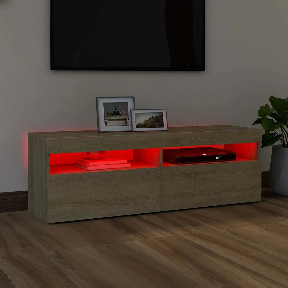 TV staliukas Televizoriaus spintelė su LED apšvietimu, ąžuolo, 120x35x40cm