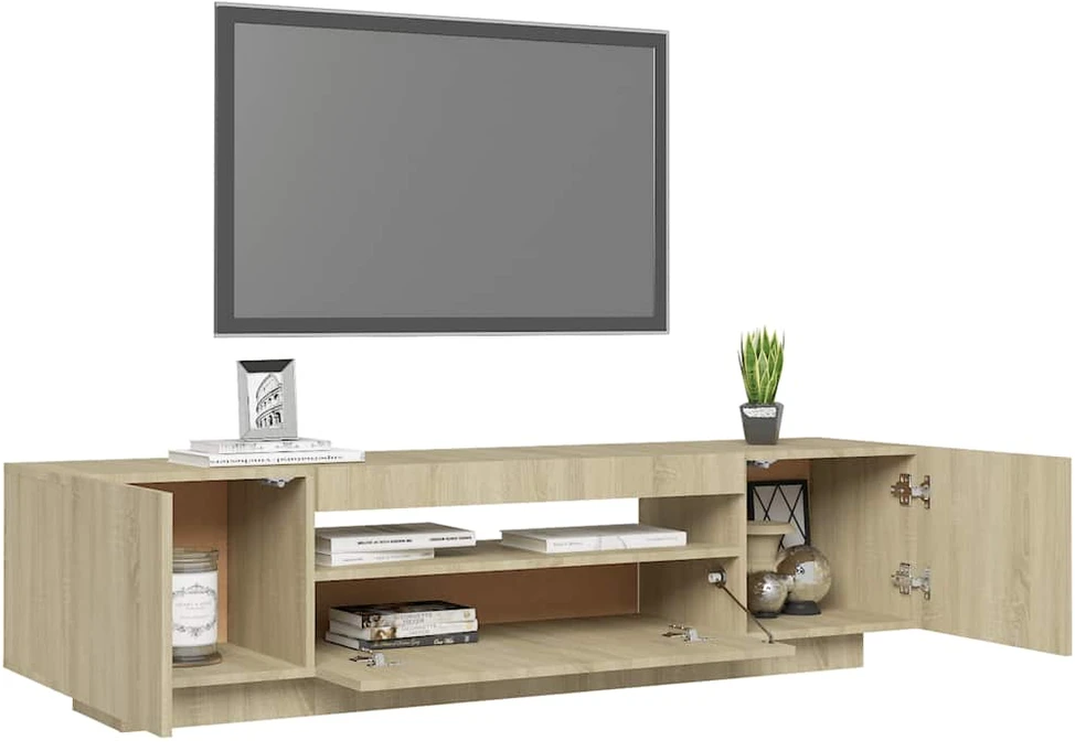 TV staliukas Televizoriaus spintelė su LED apšvietimu, ąžuolo, 160x35x40cm