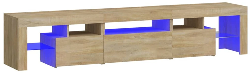 TV staliukas Televizoriaus spintelė su LED apšvietimu, ąžuolo, 200x36,5x40cm