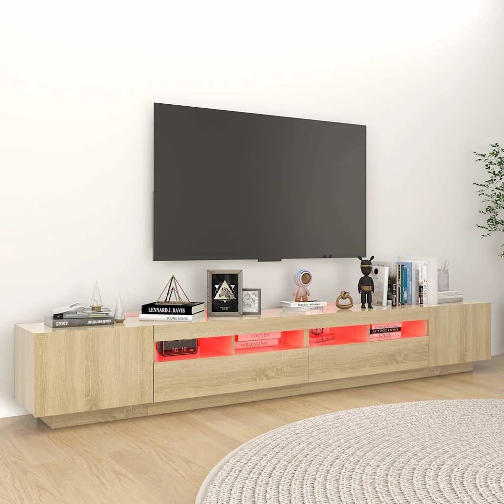 TV staliukas Televizoriaus spintelė su LED apšvietimu, ąžuolo, 260x35x40cm