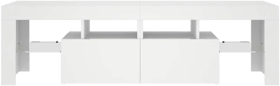 TV staliukas Televizoriaus spintelė su LED apšvietimu, balta, 140x36,5x40cm