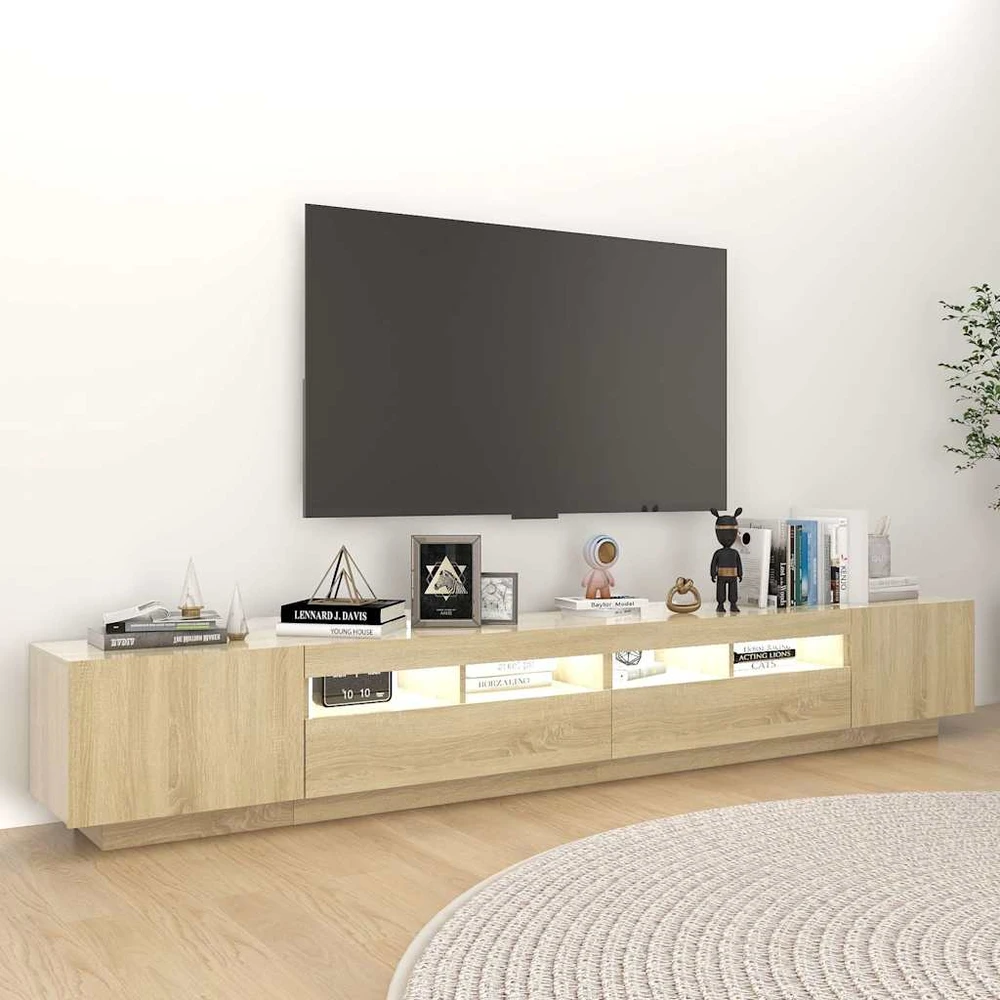 TV staliukas Televizoriaus spintelė su LED apšvietimu, ąžuolo, 260x35x40cm