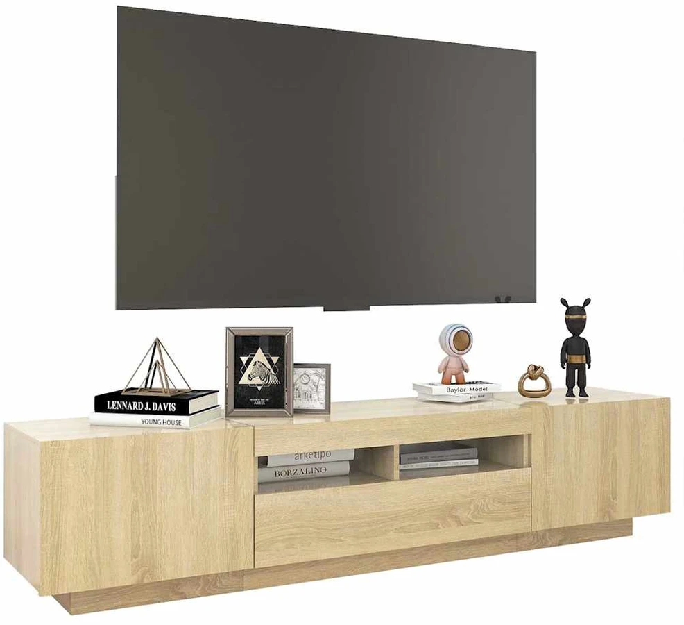 TV staliukas Televizoriaus spintelė su LED apšvietimu, ąžuolo, 180x35x40cm