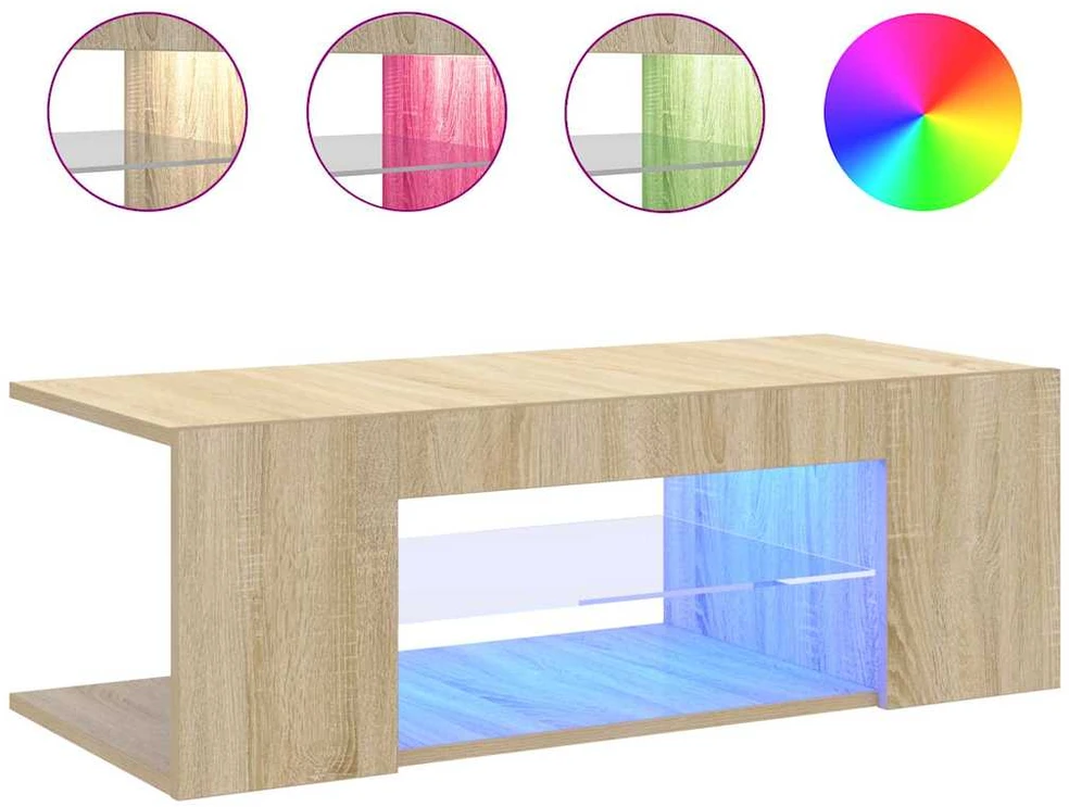 TV staliukas Televizoriaus spintelė su LED apšvietimu, ąžuolo, 90x39x30cm